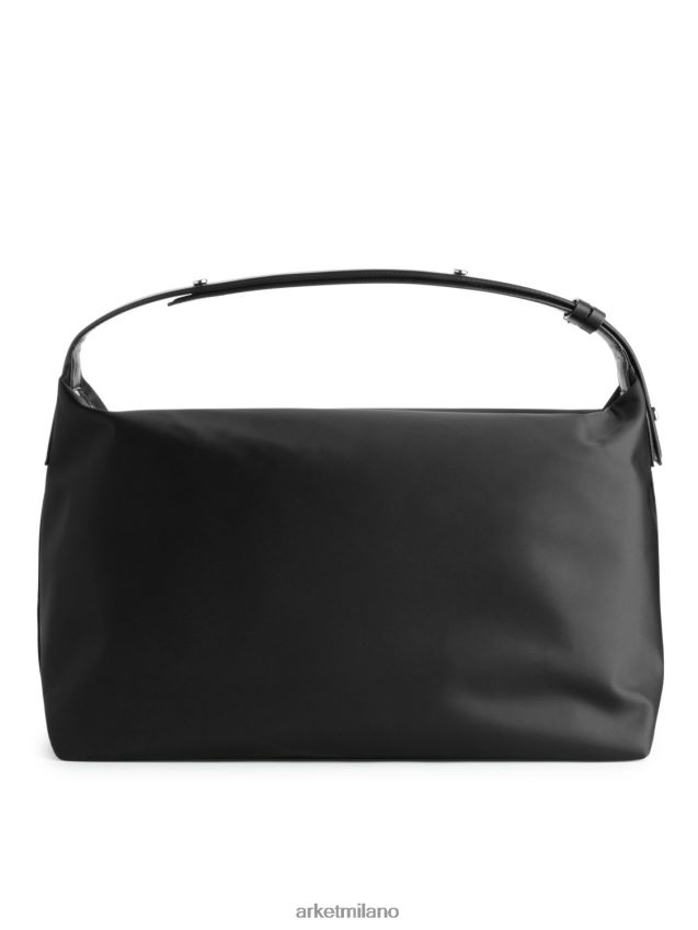 borse esso ARKET unisex borsa a tracolla con dettagli in pelle nero 6F0F6L754