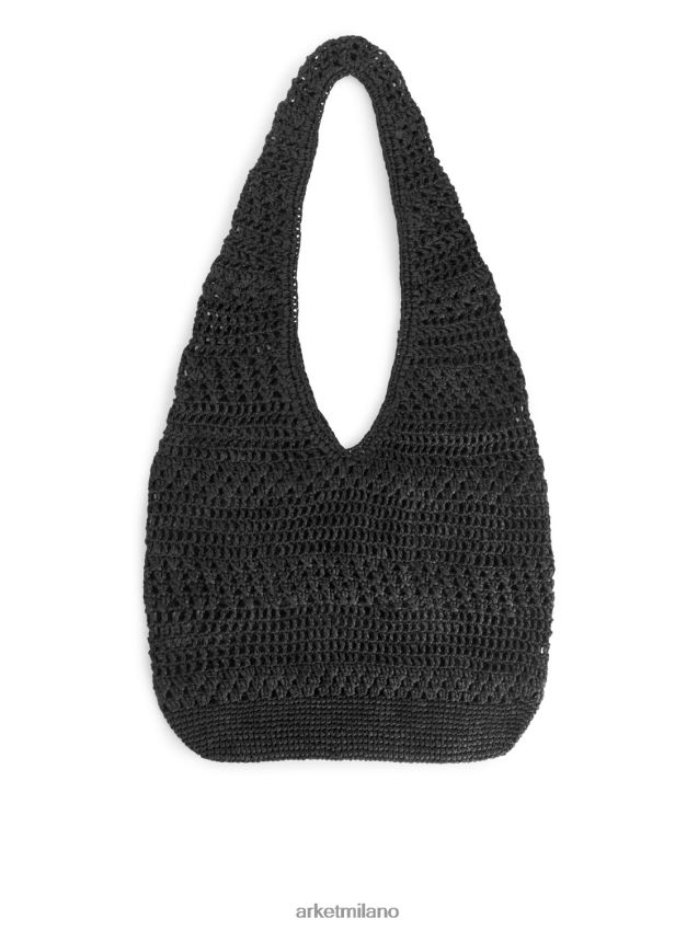 borse esso ARKET unisex borsa a tracolla in paglia all'uncinetto nero 6F0F6L751