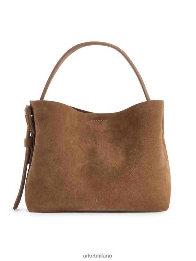 borse esso ARKET unisex borsa a tracolla in pelle scamosciata marrone 6F0F6L742