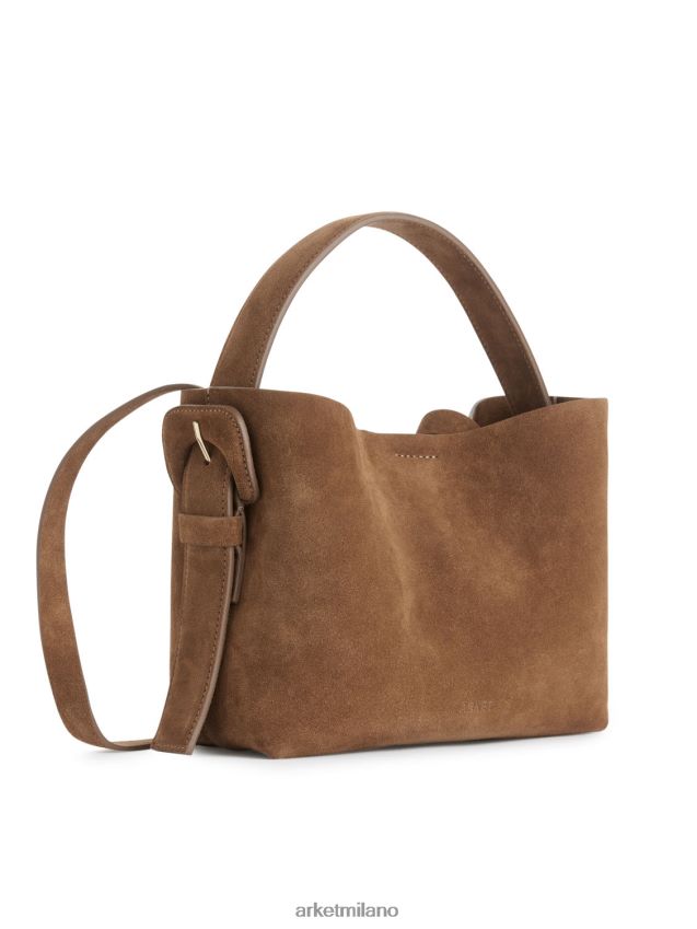 borse esso ARKET unisex borsa a tracolla in pelle scamosciata marrone 6F0F6L742