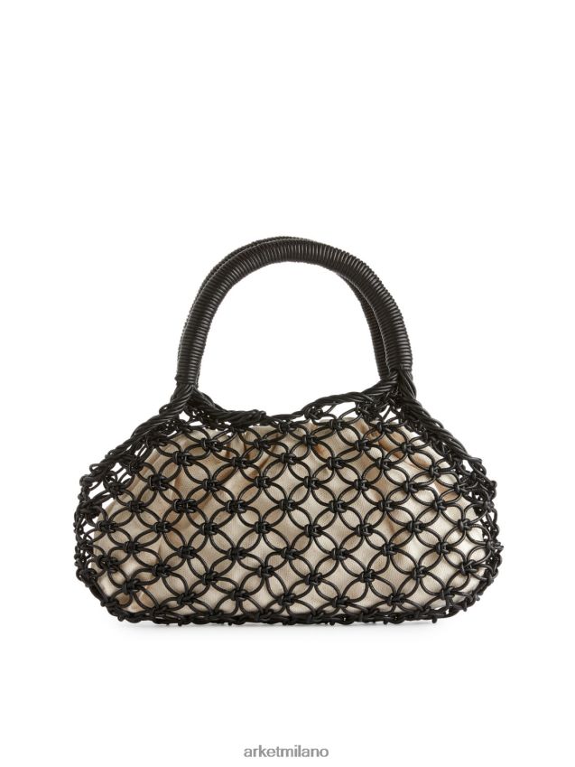 borse esso ARKET unisex borsa in pelle macramè nero 6F0F6L760