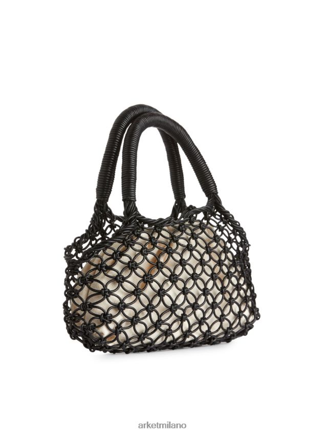 borse esso ARKET unisex borsa in pelle macramè nero 6F0F6L760