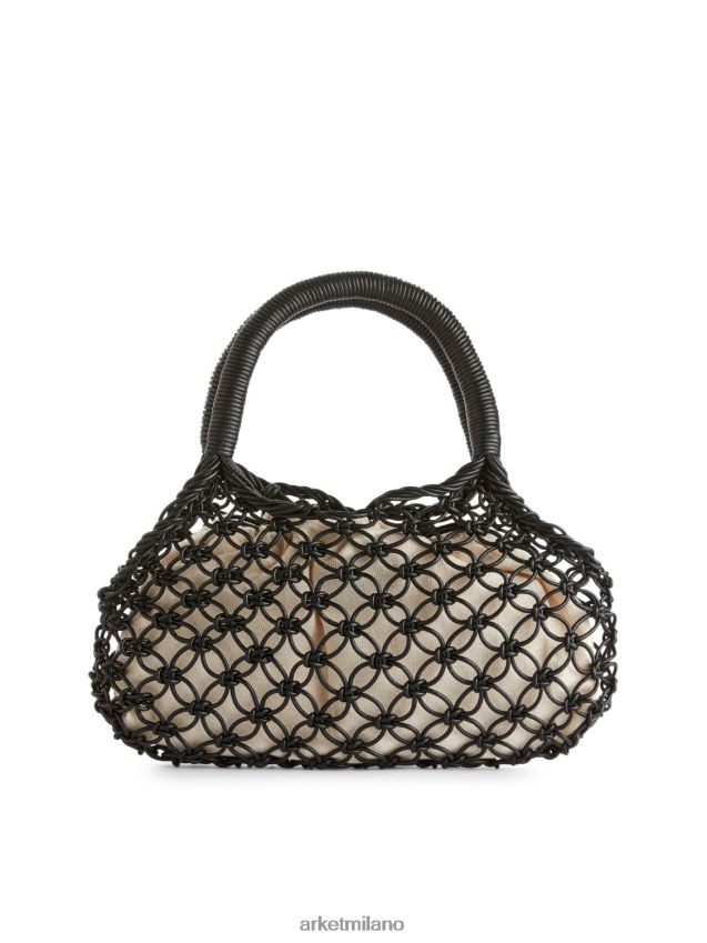 borse esso ARKET unisex borsa in pelle macramè nero 6F0F6L760