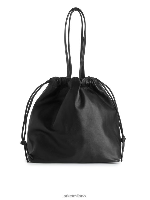 borse esso ARKET unisex borsa tote in pelle con coulisse nero 6F0F6L746