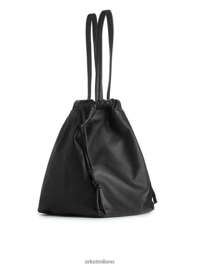 borse esso ARKET unisex borsa tote in pelle con coulisse nero 6F0F6L746