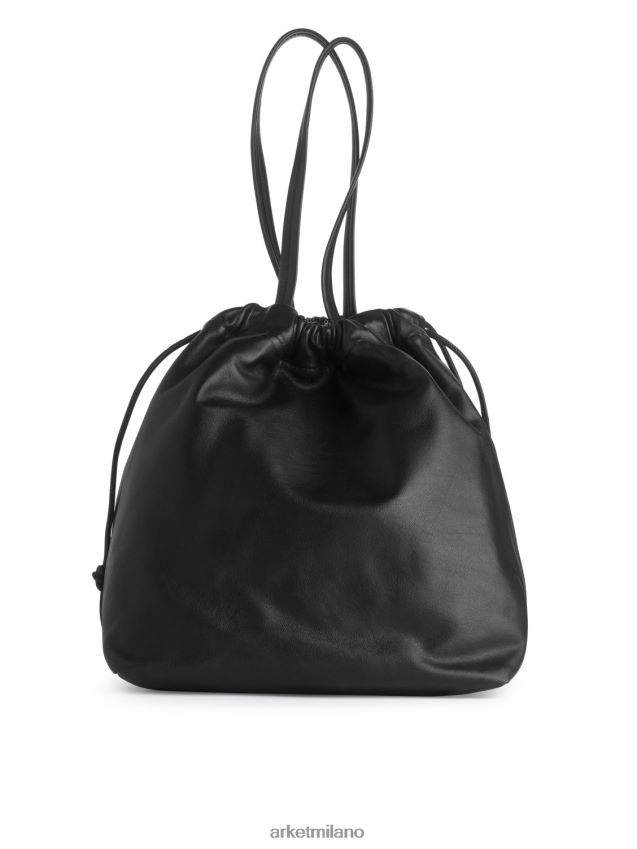 borse esso ARKET unisex borsa tote in pelle con coulisse nero 6F0F6L746