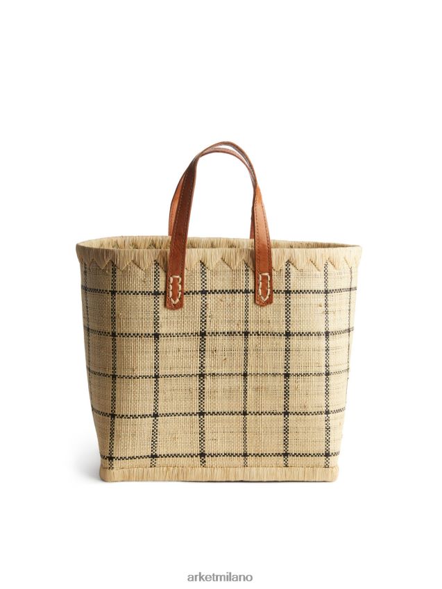 borse esso ARKET unisex un mondo di artigianato piccola borsa in rafia beige/nero 6F0F6L757