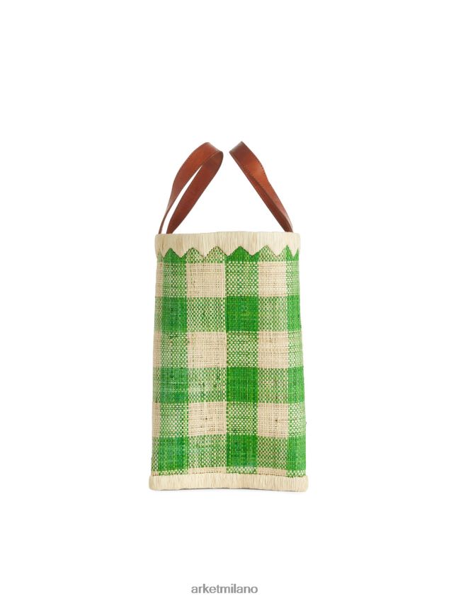 borse esso ARKET unisex un mondo di artigianato piccola borsa in rafia verde/beige 6F0F6L752