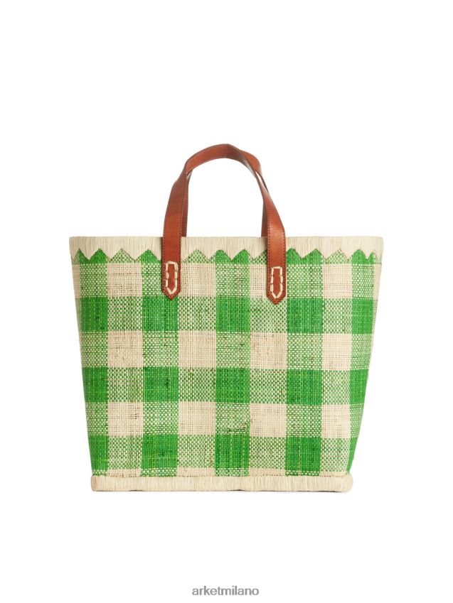 borse esso ARKET unisex un mondo di artigianato piccola borsa in rafia verde/beige 6F0F6L752