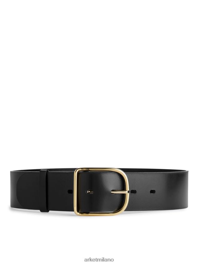 Accessori esso ARKET donne ampia cintura in pelle nero 6F0F6L834