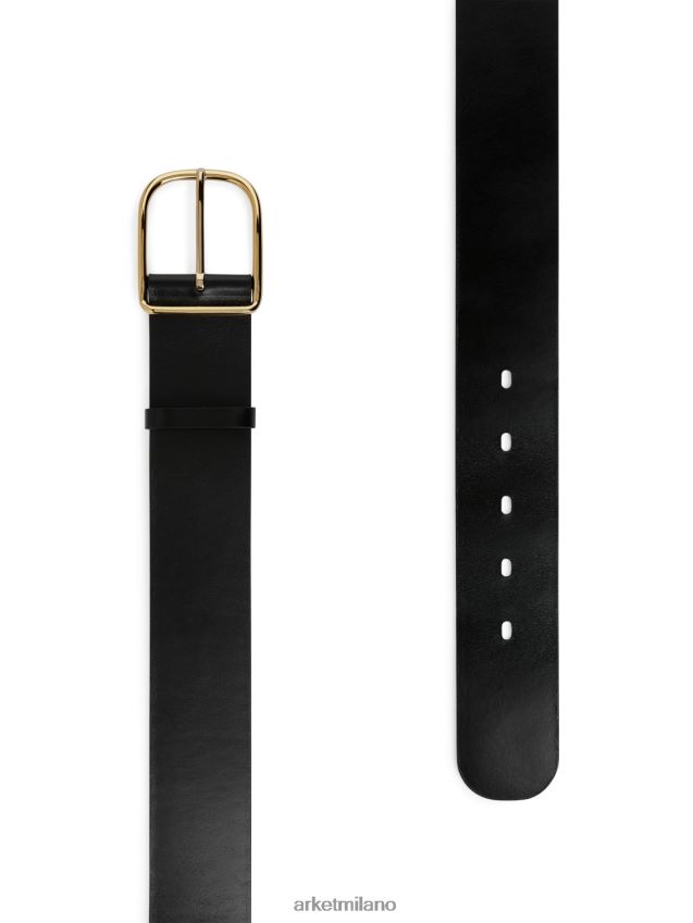 Accessori esso ARKET donne ampia cintura in pelle nero 6F0F6L834