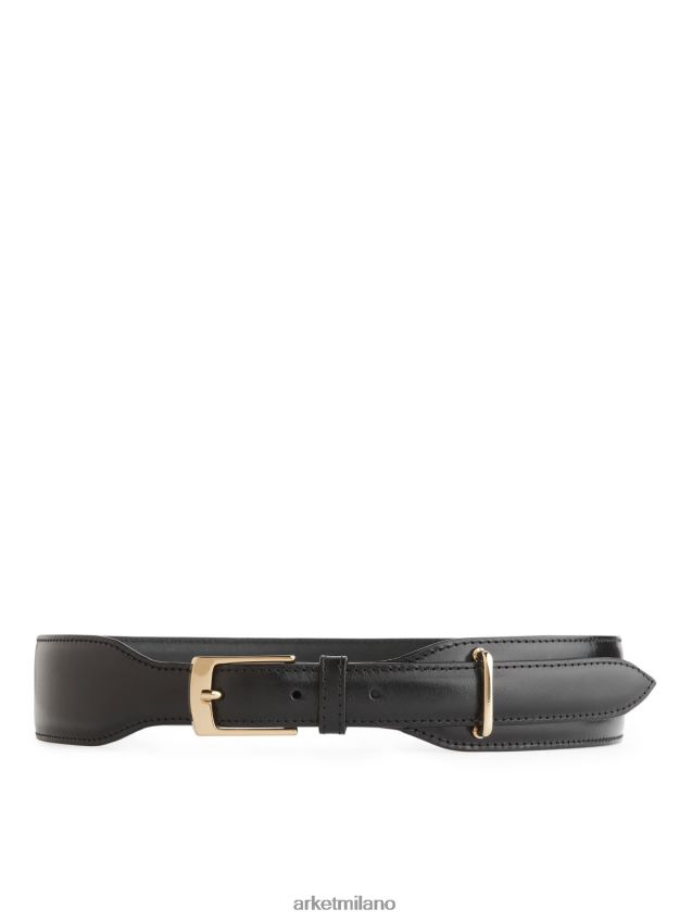 Accessori esso ARKET donne cintura in pelle a vita alta nero 6F0F6L838