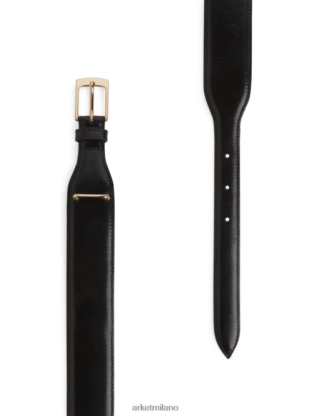 Accessori esso ARKET donne cintura in pelle a vita alta nero 6F0F6L838