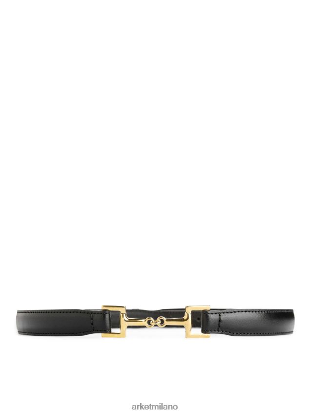 Accessori esso ARKET donne cintura in pelle con fibbia horsebit nero 6F0F6L835