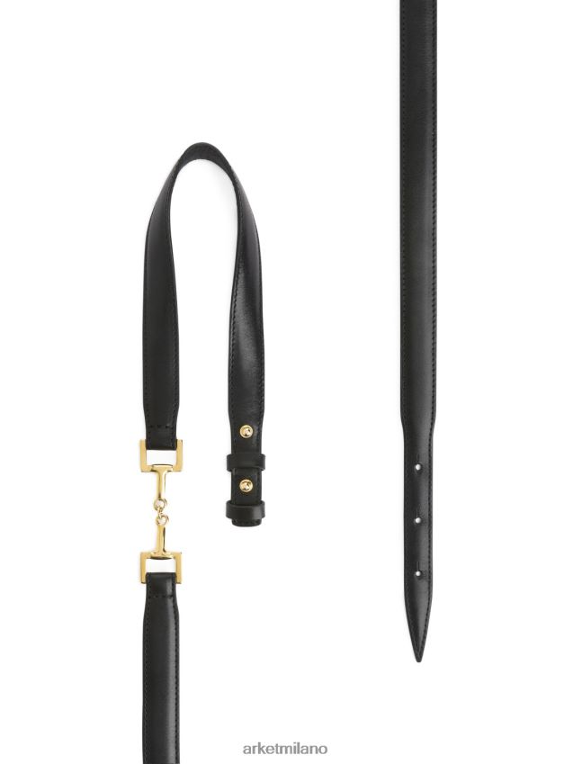 Accessori esso ARKET donne cintura in pelle con fibbia horsebit nero 6F0F6L835