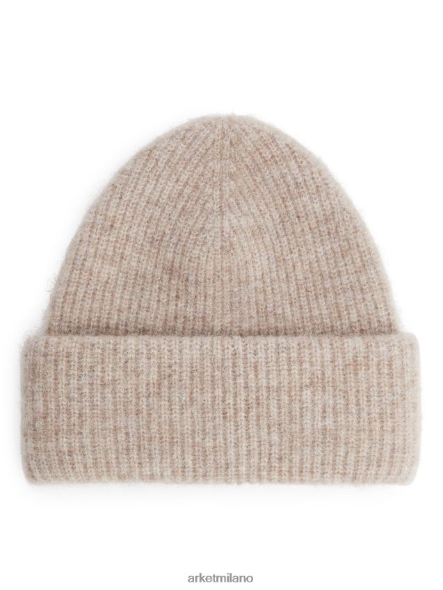 Accessori esso ARKET donne berretto in alpaca merino doppia piega beige 6F0F6L905
