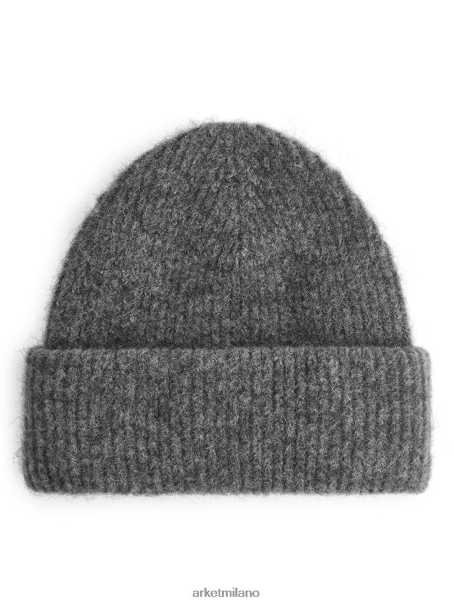 Accessori esso ARKET donne berretto in alpaca merino doppia piega grigio scuro 6F0F6L901