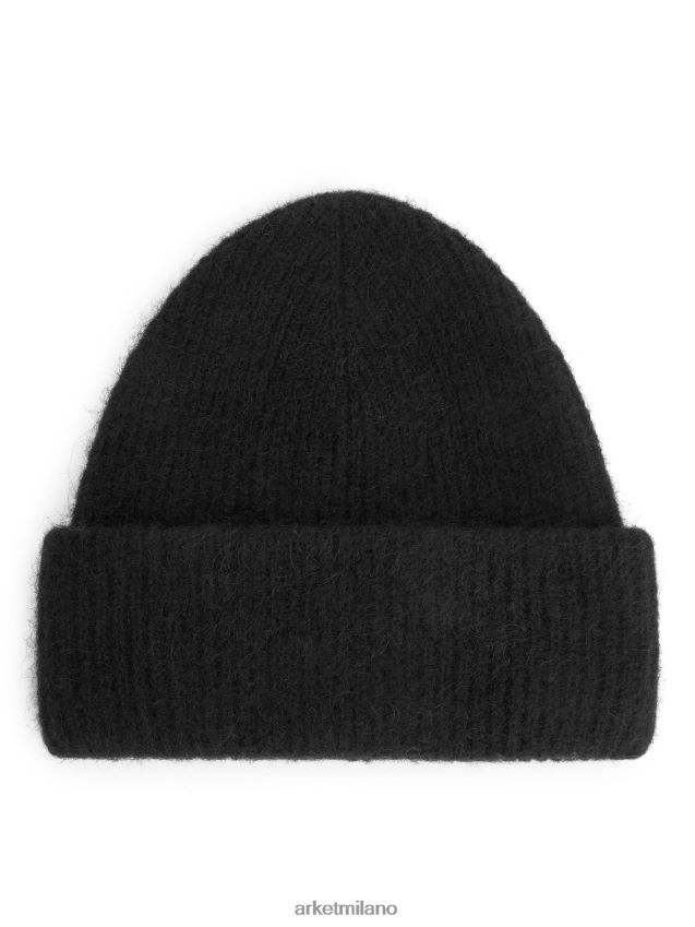Accessori esso ARKET donne berretto in alpaca merino doppia piega nero 6F0F6L907