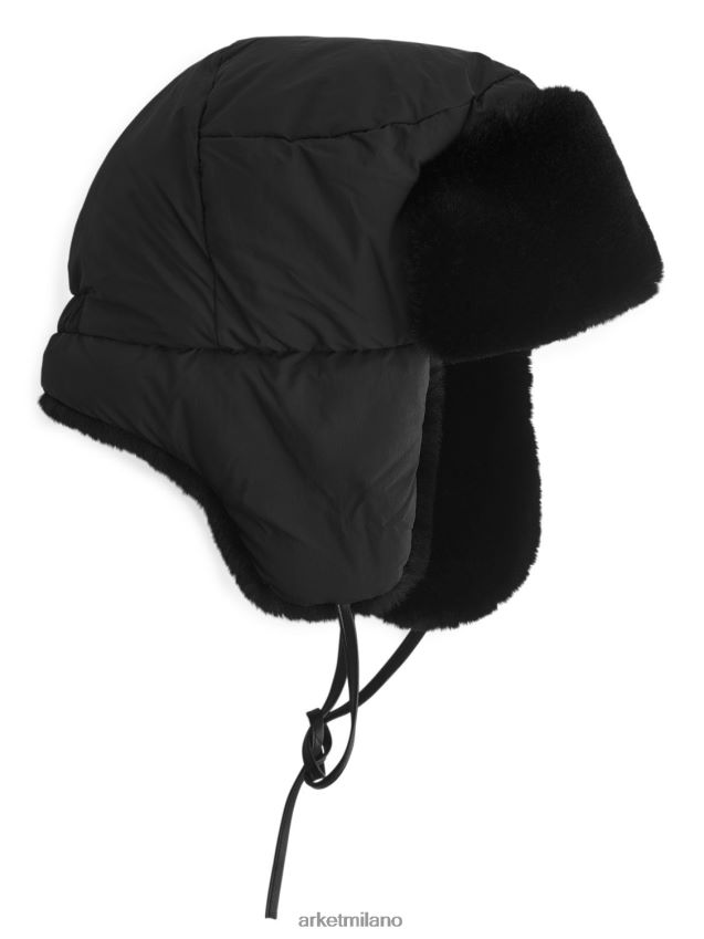Accessori esso ARKET donne cappello da cacciatore in pelliccia sintetica nero 6F0F6L899