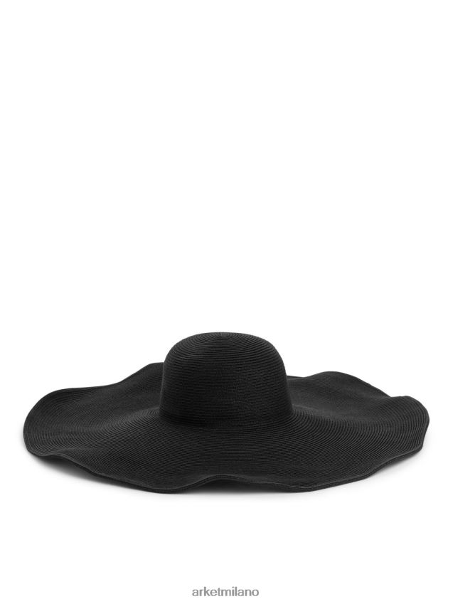 Accessori esso ARKET donne cappello di paglia a tesa larga nero 6F0F6L823