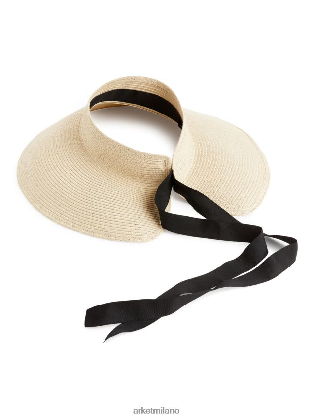 Accessori esso ARKET donne visiera parasole in paglia beige/nero 6F0F6L824