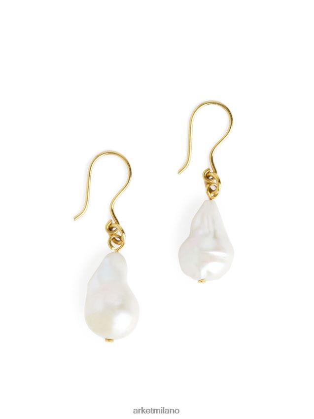 Accessori esso ARKET donne orecchini a gancio con perle d'acqua dolce oro/bianco 6F0F6L784