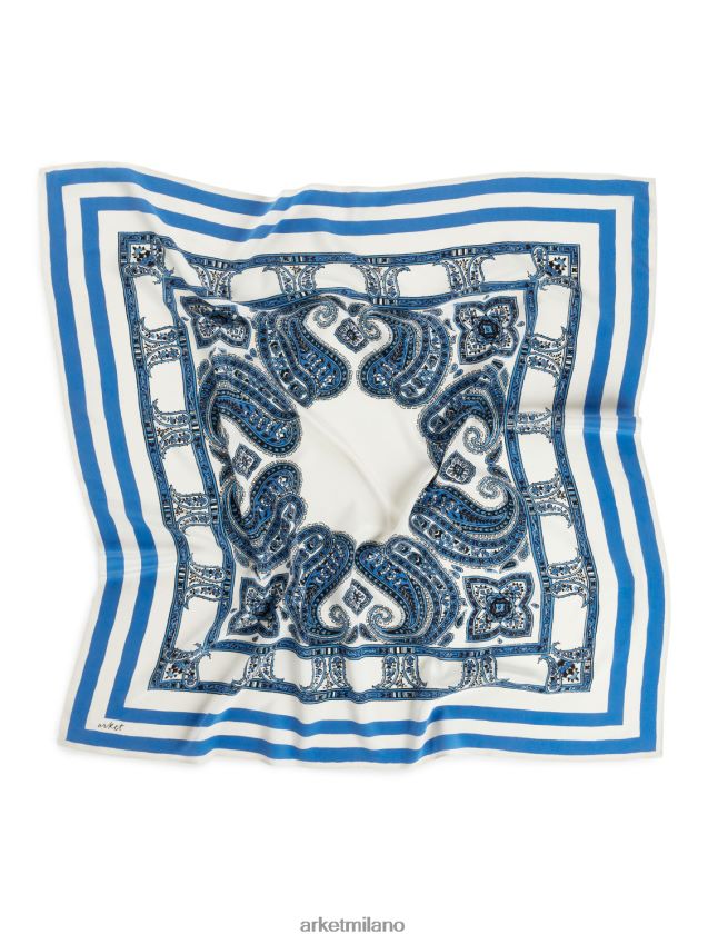 Accessori esso ARKET donne sciarpa di seta stampata bianco sporco/blu 6F0F6L843