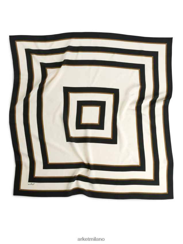 Accessori esso ARKET donne sciarpa di seta stampata nero/marrone/beige 6F0F6L840