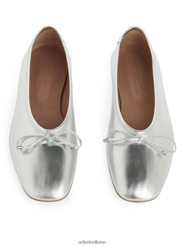 calzature esso ARKET donne ballerine in pelle argento 6F0F6L714