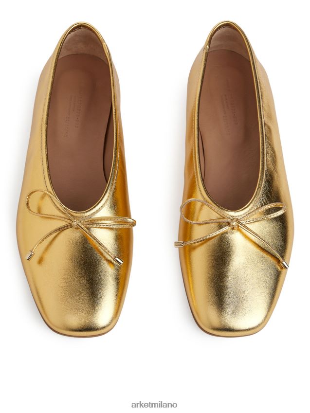 calzature esso ARKET donne ballerine in pelle oro 6F0F6L719