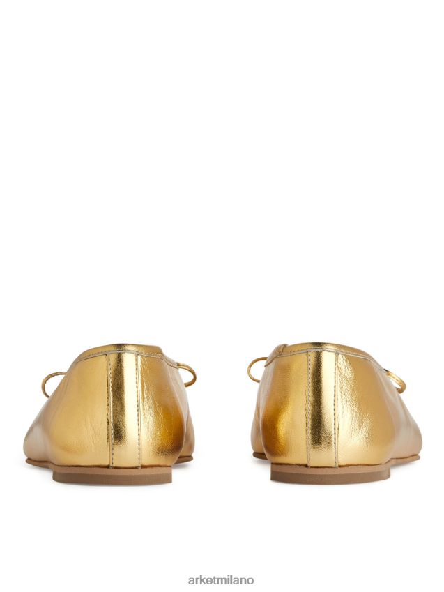 calzature esso ARKET donne ballerine in pelle oro 6F0F6L719