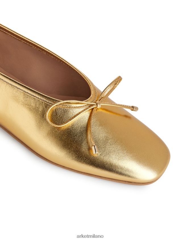 calzature esso ARKET donne ballerine in pelle oro 6F0F6L719