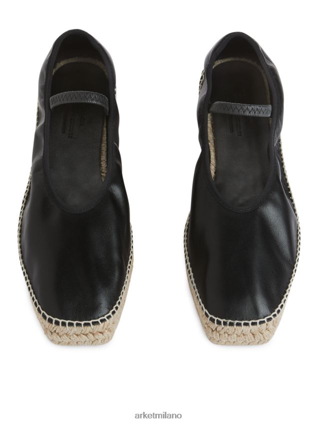 calzature esso ARKET donne espadrillas in pelle nero/beige 6F0F6L715