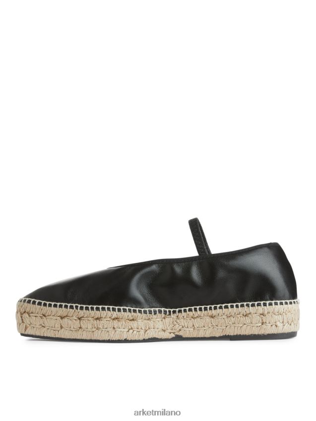 calzature esso ARKET donne espadrillas in pelle nero/beige 6F0F6L715