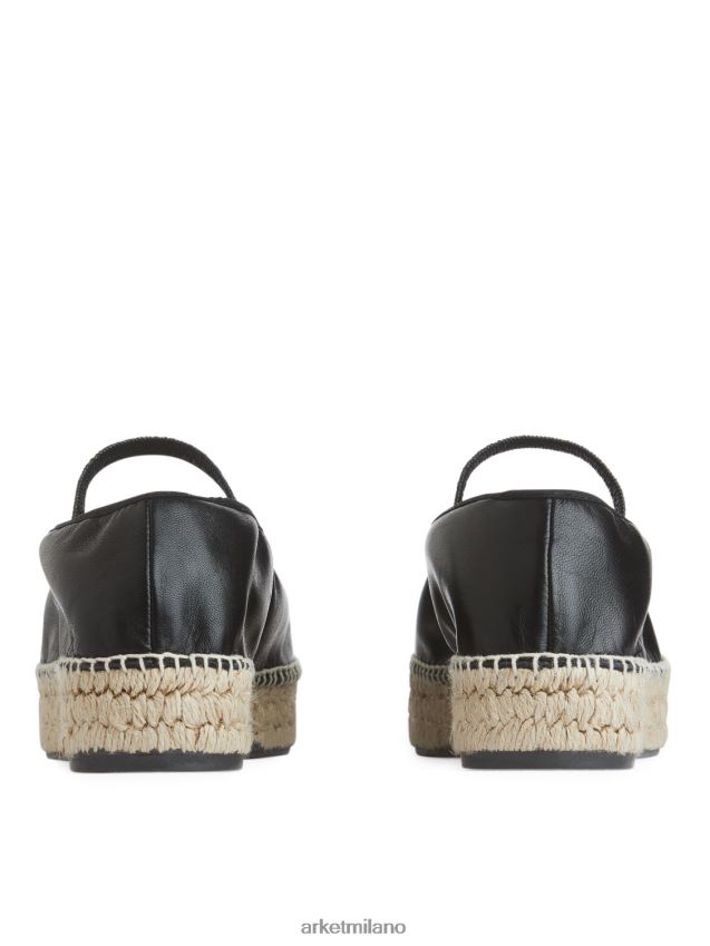 calzature esso ARKET donne espadrillas in pelle nero/beige 6F0F6L715