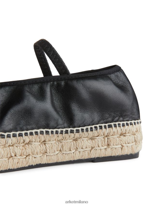 calzature esso ARKET donne espadrillas in pelle nero/beige 6F0F6L715