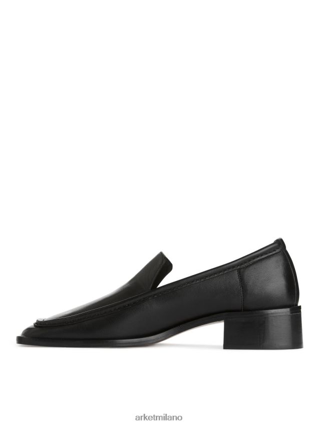 calzature esso ARKET donne mocassini in pelle con punta squadrata nero 6F0F6L689