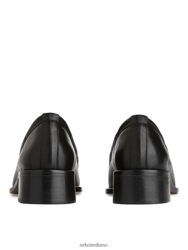 calzature esso ARKET donne mocassini in pelle con punta squadrata nero 6F0F6L689