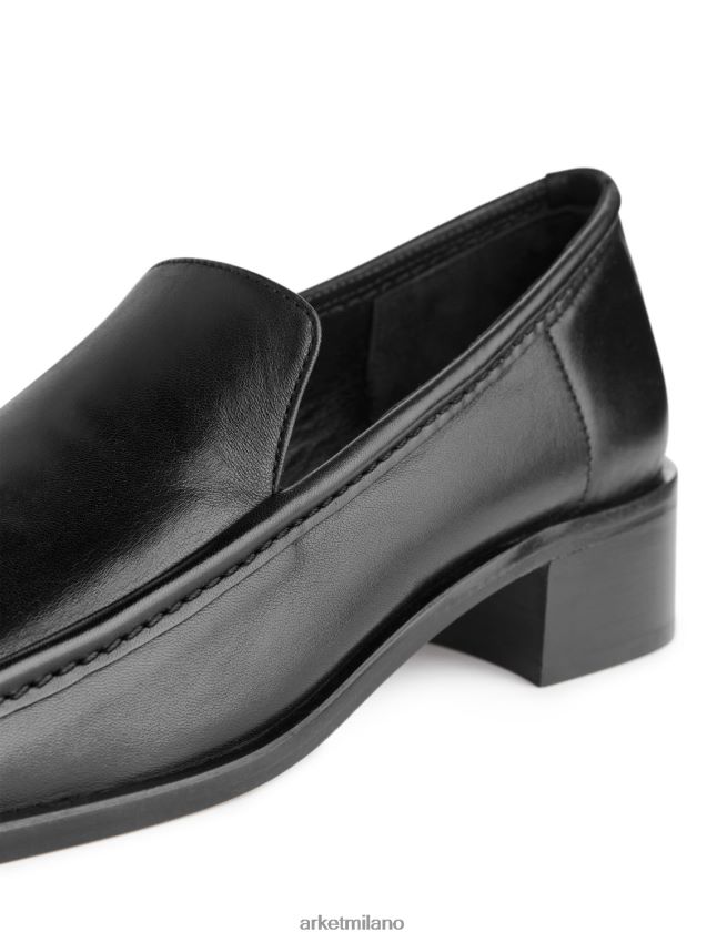 calzature esso ARKET donne mocassini in pelle con punta squadrata nero 6F0F6L689