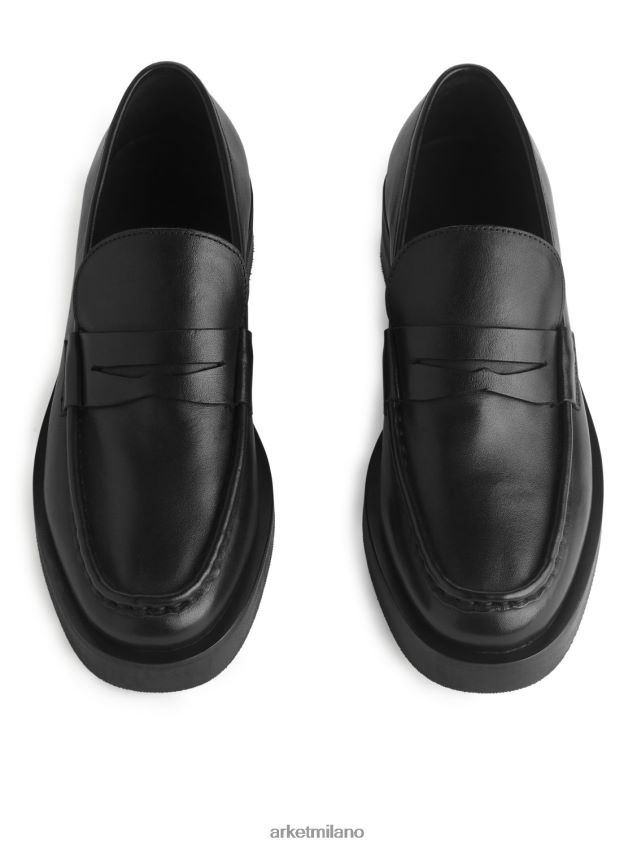 calzature esso ARKET donne mocassini in pelle nero 6F0F6L682