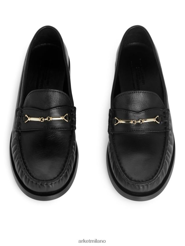 calzature esso ARKET donne mocassini in pelle nero 6F0F6L686