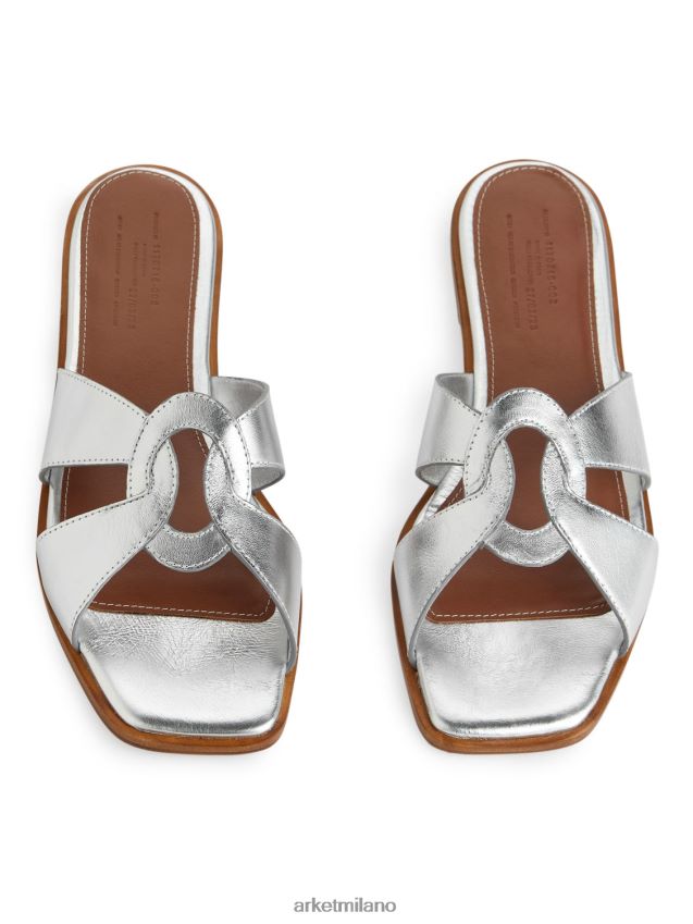 calzature esso ARKET donne slip-in piatti in pelle argento 6F0F6L702
