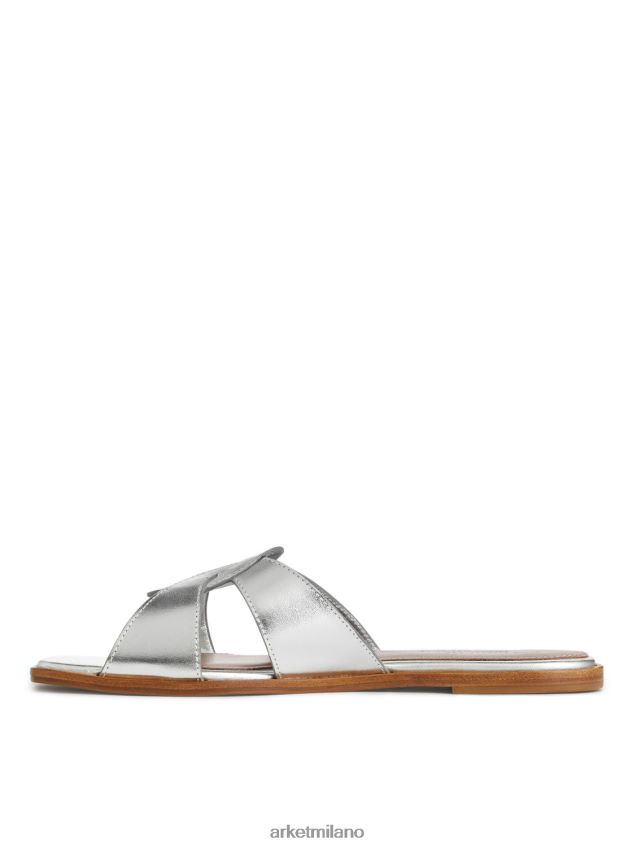 calzature esso ARKET donne slip-in piatti in pelle argento 6F0F6L702