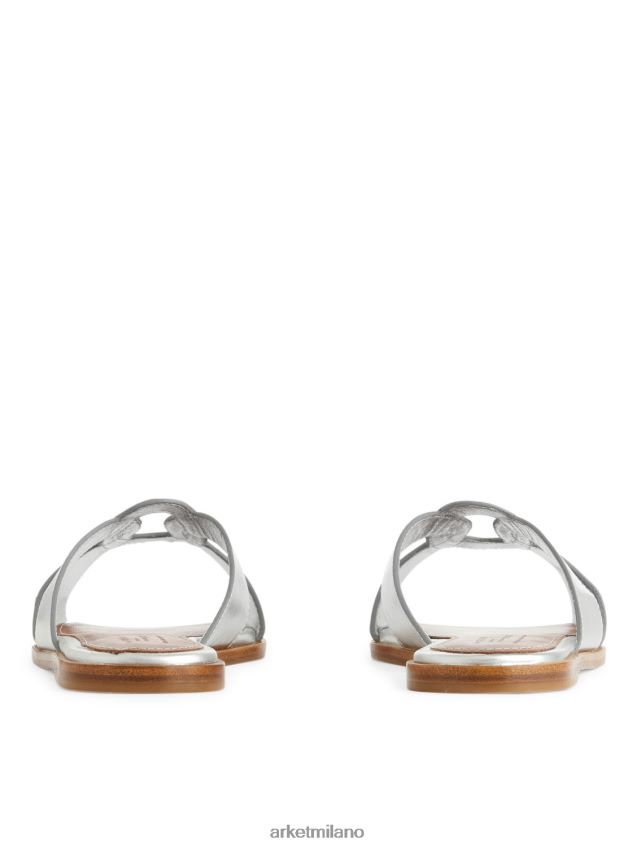 calzature esso ARKET donne slip-in piatti in pelle argento 6F0F6L702