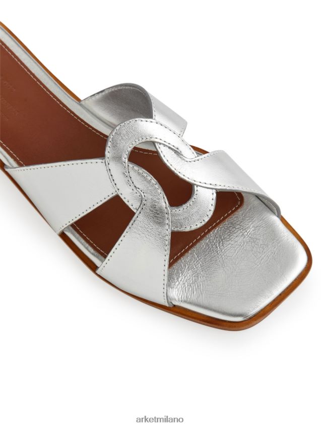 calzature esso ARKET donne slip-in piatti in pelle argento 6F0F6L702