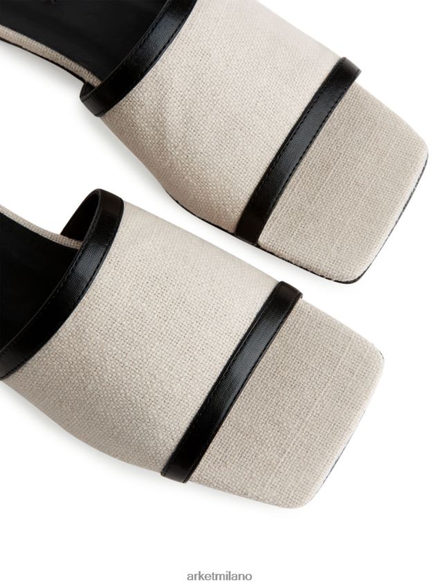 calzature esso ARKET donne diapositive di lino beige chiaro/bianco 6F0F6L712