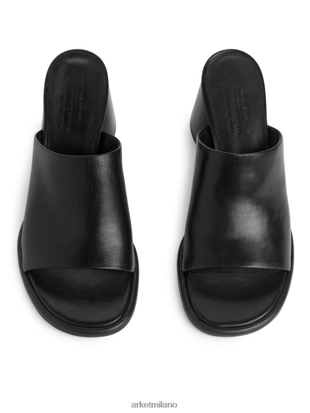 calzature esso ARKET donne sabot in pelle con tacco svasato nero 6F0F6L692
