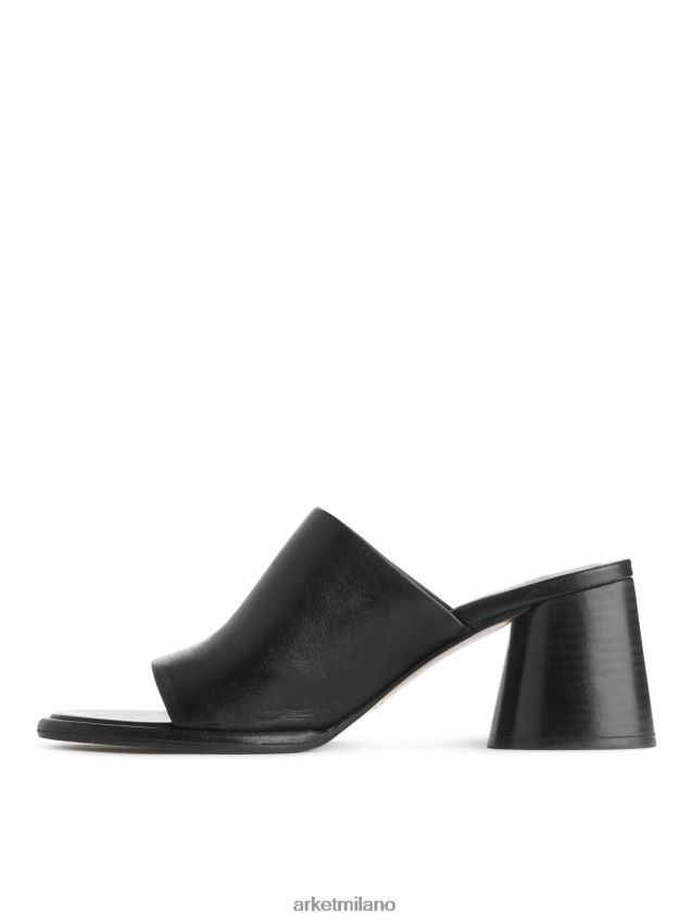 calzature esso ARKET donne sabot in pelle con tacco svasato nero 6F0F6L692