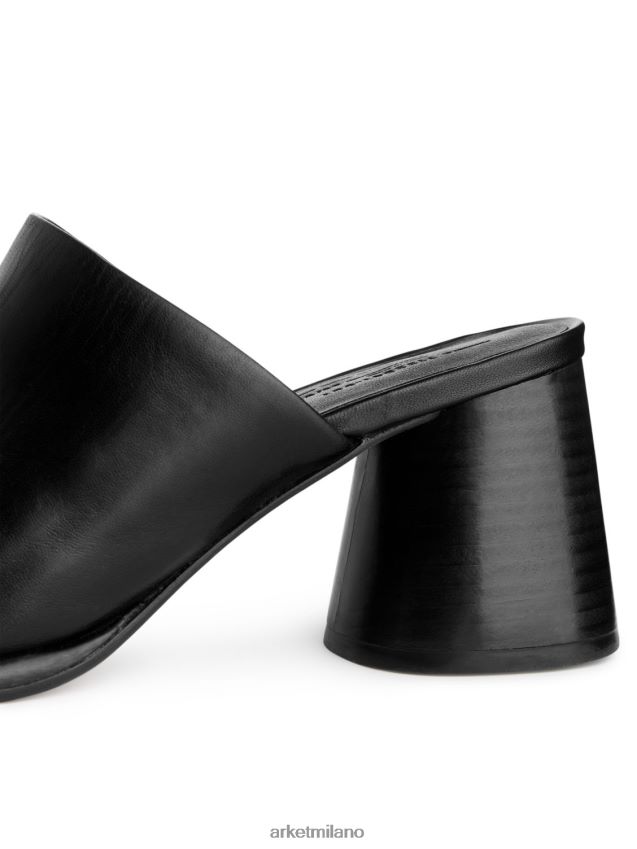 calzature esso ARKET donne sabot in pelle con tacco svasato nero 6F0F6L692