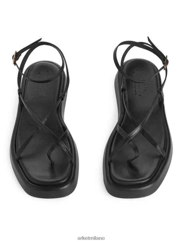 calzature esso ARKET donne sandali con cinturino in pelle nero 6F0F6L628